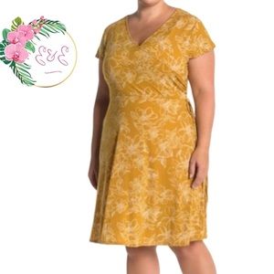 NWT WEST KEI VintageKnit Mock WrapDress 1X yellow